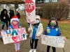 Daisy Girl Scouts from Morristown encouraged drivers to stop and thanked them for donating 1,750 pounds of food during the drive-thru food drive.