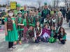 Morristown Area Girl Scout Brownie Troop 98032 celebrates at the 2022 Morristown St. Patrick's Day parade.