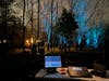 Lighting transformed cast member’s backyard, and served as a stage for the musical.