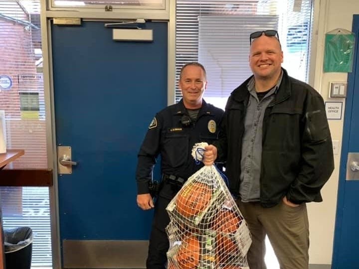 Pictured left to right: Lt. Andy Gildehaus, board member of the Officer’s Charity; and Sergeant Peter Johnson (who started the ball rolling).