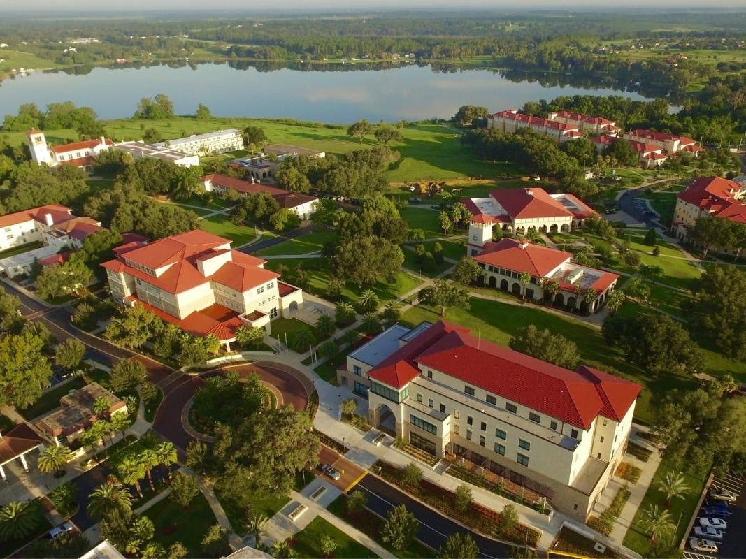An aerial view of Saint Leo University's residential campus