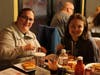 TPC alumni Tiffany and Lindsay (l-r) catch up over some pizza and fries at Mr. Bruno's