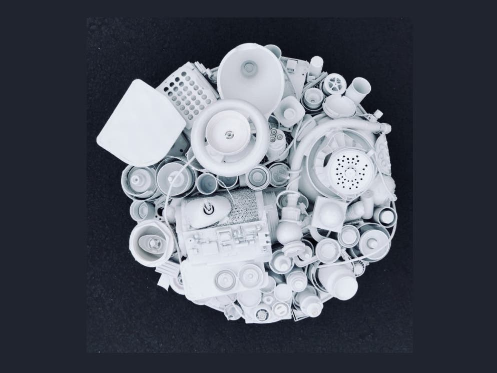 Martin Cervantez, Concept Assemblage, Found objects, 20” diameter, 10” deep