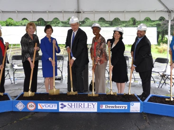 Officials broke ground on a project to add lanes to Leesburg Pike and other improvements.