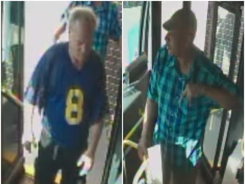 Police believe two men stole a backpack with credit cards on a Metrobus near the Franconia-Springfield station.