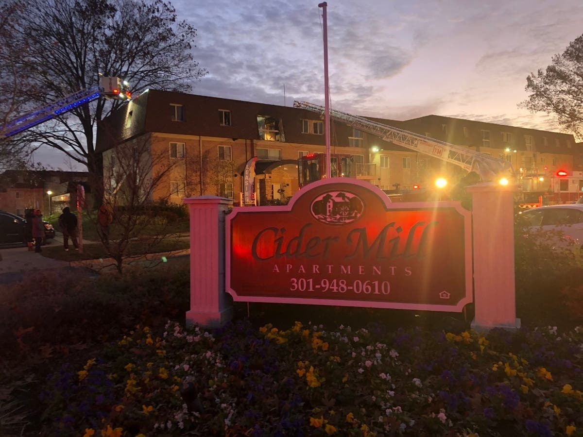 Six people were injured in a Black Friday morning apartment fire in Montgomery Village. 