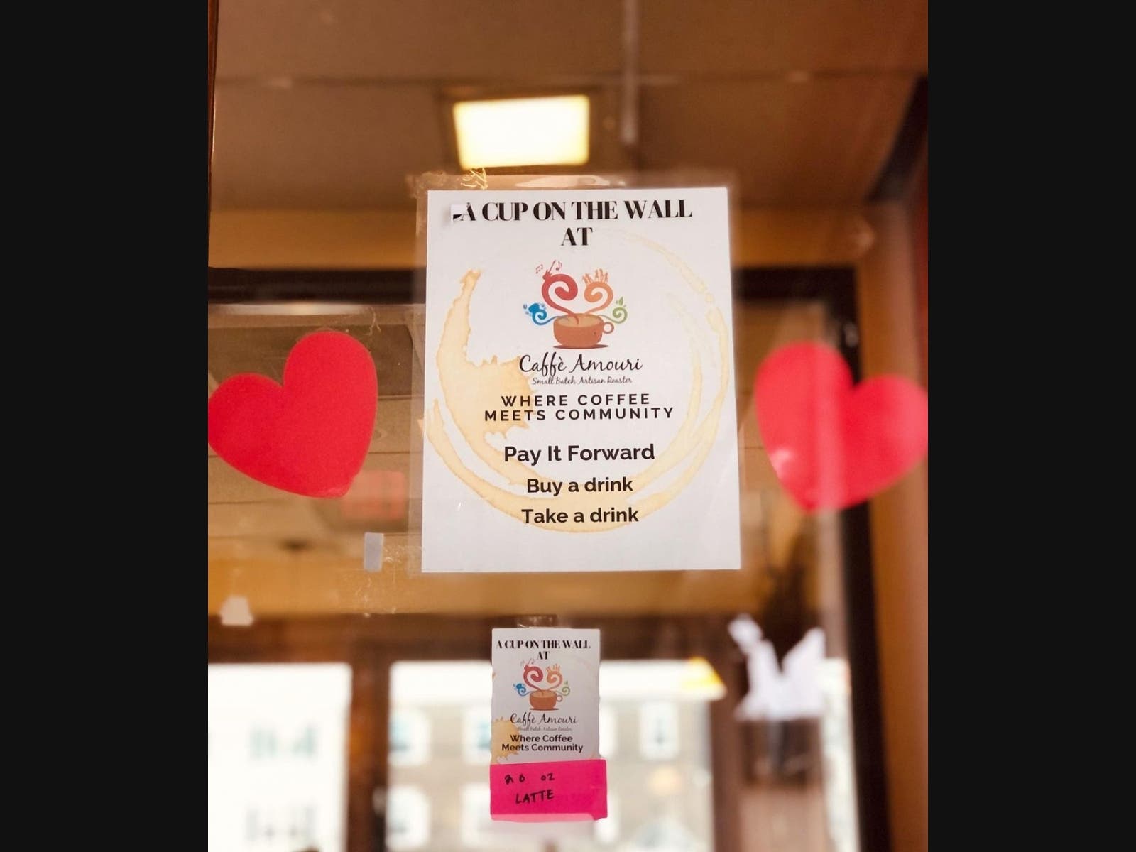 Caffe Amouri is encouraging acts of kindness for customers through its Cup on the Wall initiative.