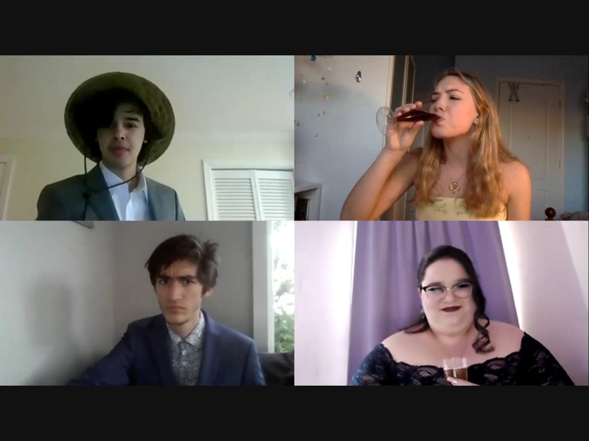 From left to right:  Top: Giancarlo Torres, Beverly D'Andrea, Bottom: Brian Purtell, Emily Miller in "Lucy in the Sky Alone."