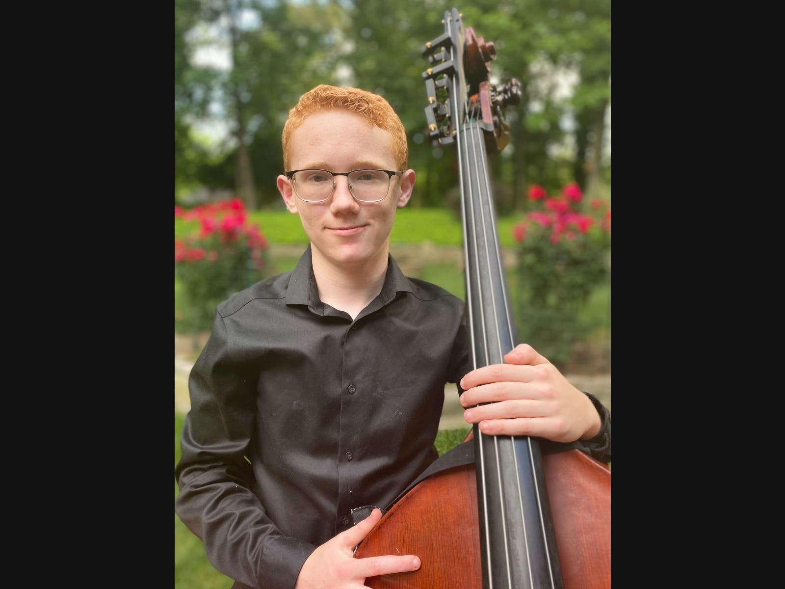 Joshua Thrush of Vienna won the 14 and under division at the 2021 International Society of Bassists competition.