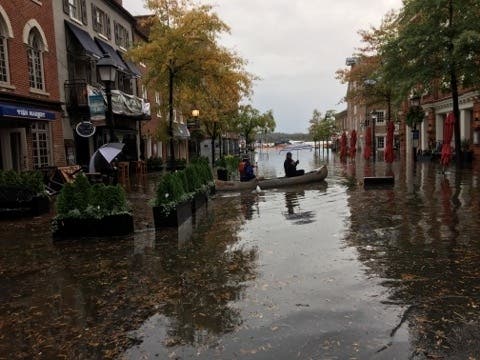 Significant tidal flooding affected streets around the Old Town Alexandria waterfront Friday. It was the highest tide level recorded since Hurricane Isabel in 2003. 