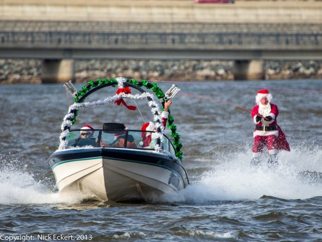 The Waterskiing Santa show will be held for a 36th year along the Alexandria waterfront, featuring Santa and other Christmas characters.