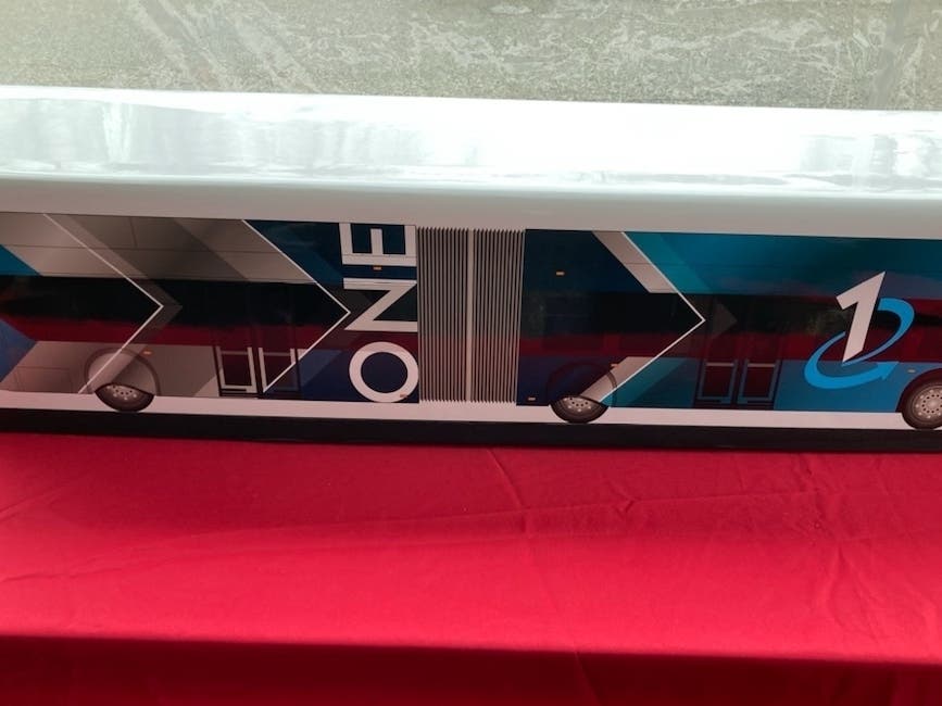 The Richmond Highway Bus Rapid Transit project was one of the projects receiving funding in the Northern Virginia Transportation Authority's six-year program. Pictured is a model bus for the Bus Rapid Transit system.