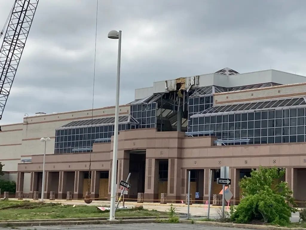 A Duke Street road closure is planned due to the Landmark Mall redevelopment project, pictured here in 2022 before the former mall was demolished. 