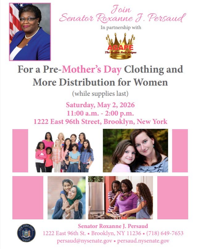 Senator Roxanne J. Persaud's Pre–Mother’s Day Clothing & More Distribution