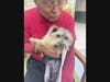 Nuuk, a Yorkie mix from Old Dominion Humane Society (ODHS), cuddles up with Robert Hevelow, a resident of Carriage Hill Health & Rehab Center in Fredericksburg. The visit is part of the ODHS "Cuddle Club" program.