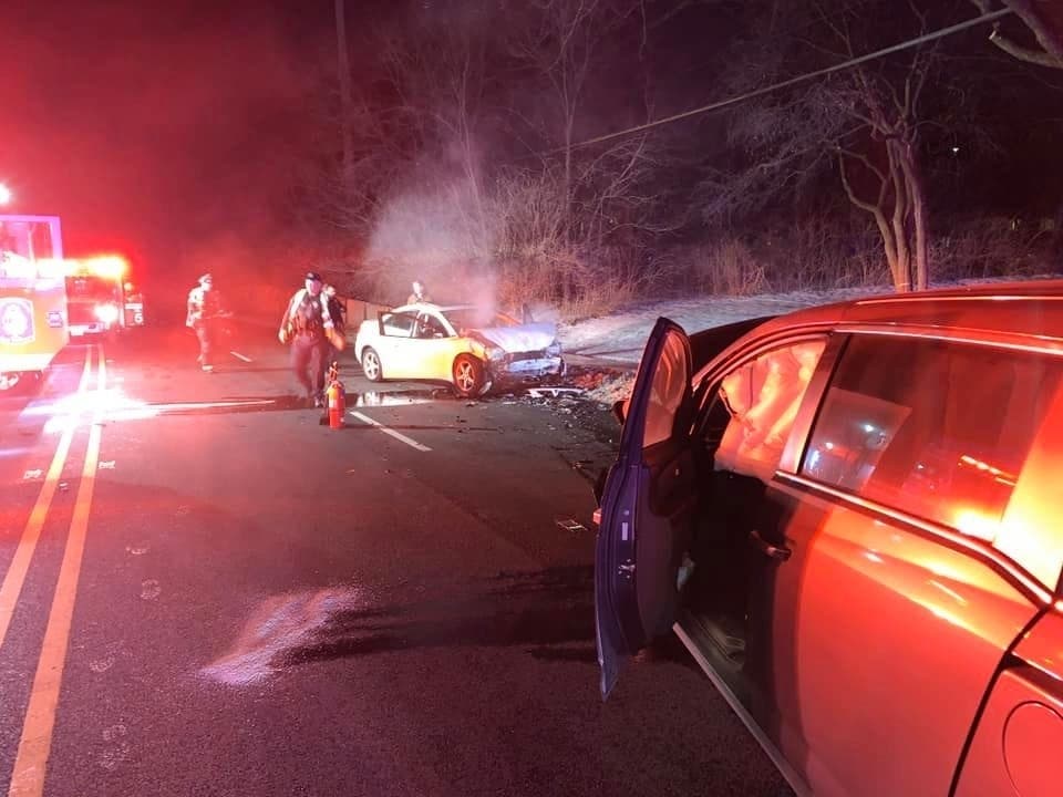 Police say the Wheaton man crossed into the opposite lane and hit another car head-on. 