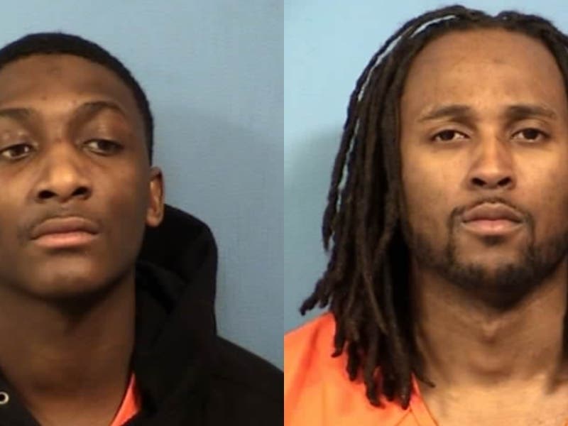 Arron Thompson, 24, left, and Ezekiel Thompson, 24, are being held without bond in connection with Saturday's armed robbery. 