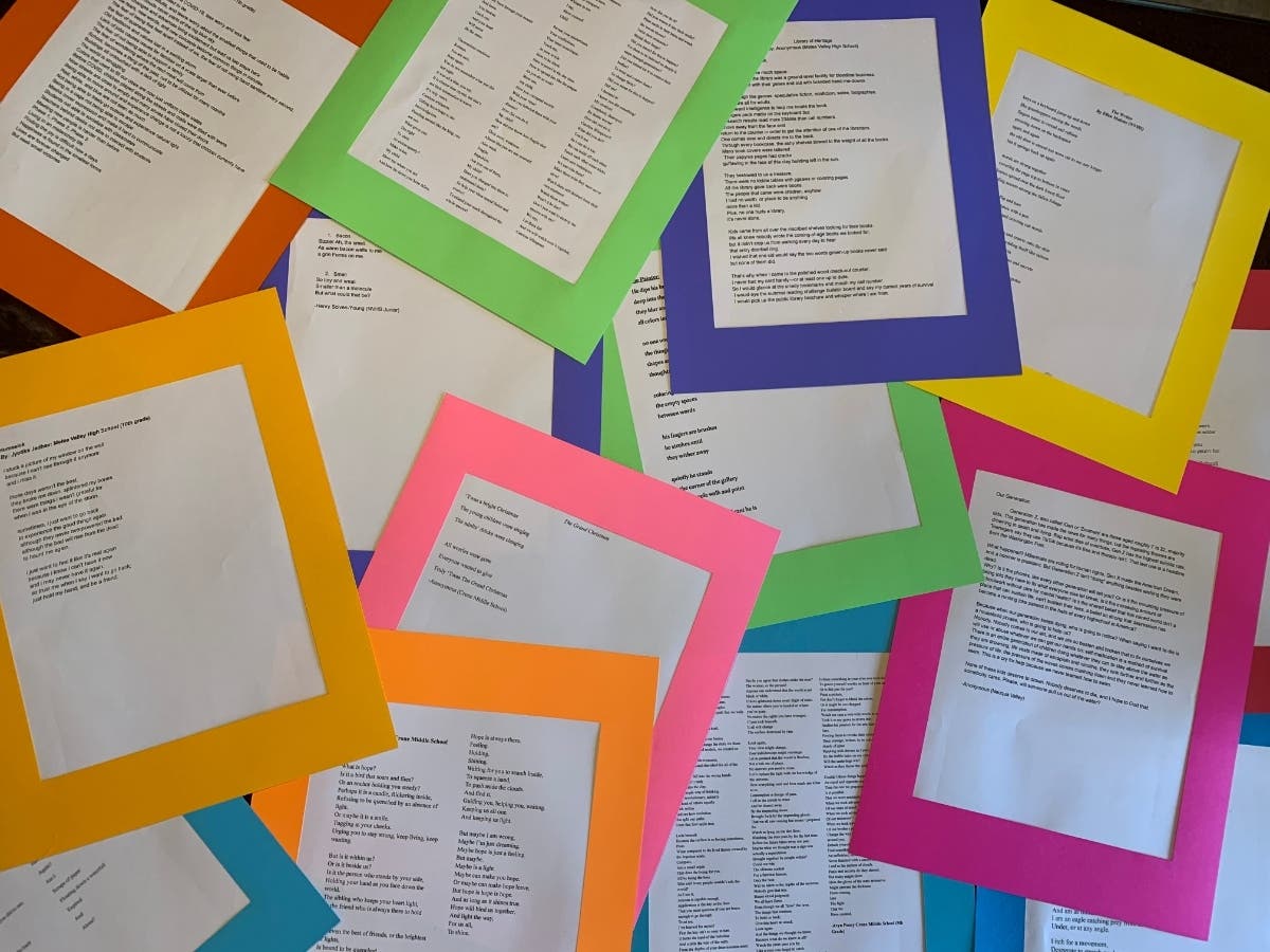 Campbell Kohls gathered poems from 15 Naperville students to be displayed in store windows downtown for National Poetry Month. 