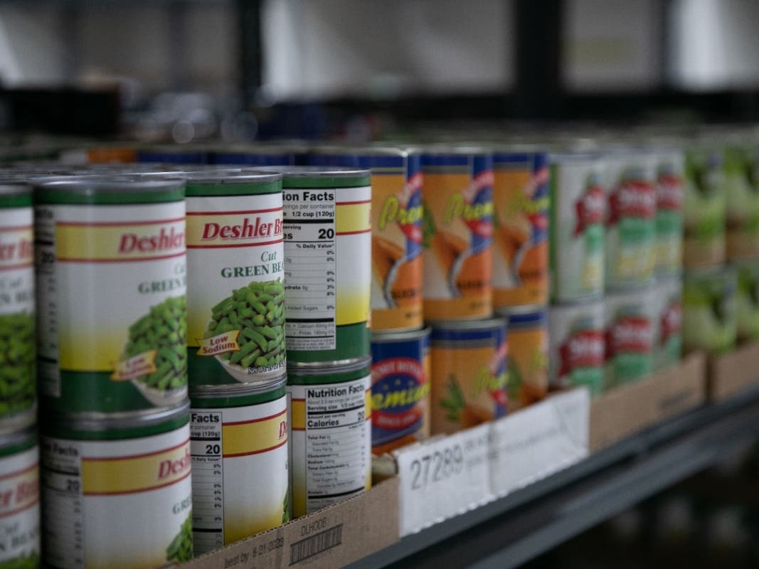 A shelf inside West Suburban Community Pantry, which has taken in 50,000 pounds of food since the June 20 tornado. 