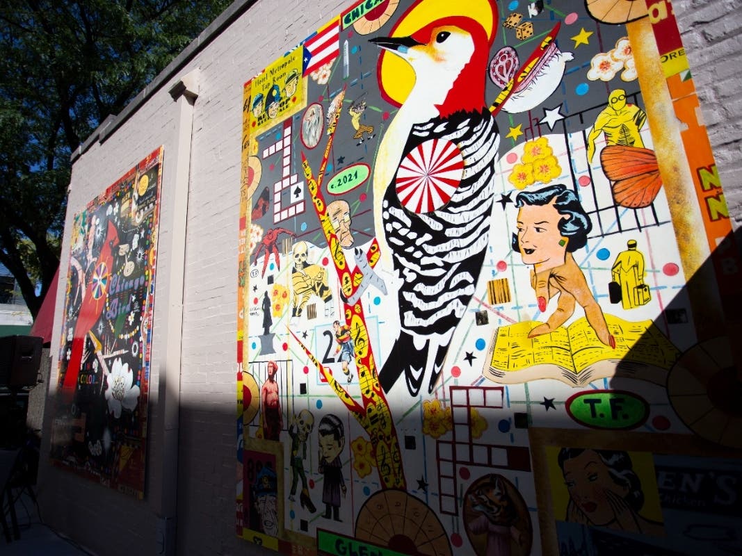 Two new murals by artists Tony Fitzpatrick are on display at 427 Main St. in Glen Ellyn as of Sept. 8. 