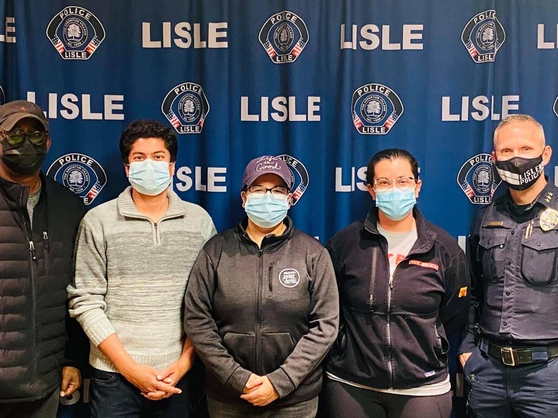 Students from Lisle's Public Safety Academy surprised first responders with pies, gift cards and other goodies on Thanksgiving. 