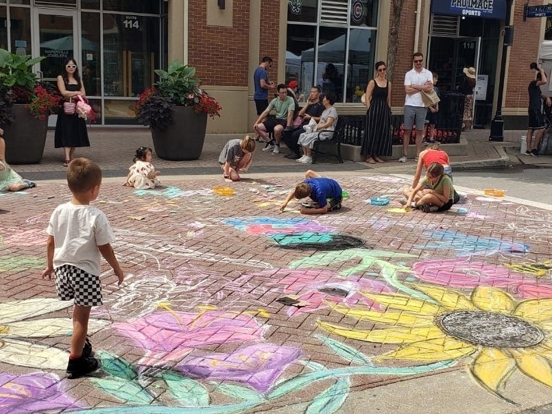 Kids can create their own sidewalk masterpieces at the Water Street Fine Arts Fair.