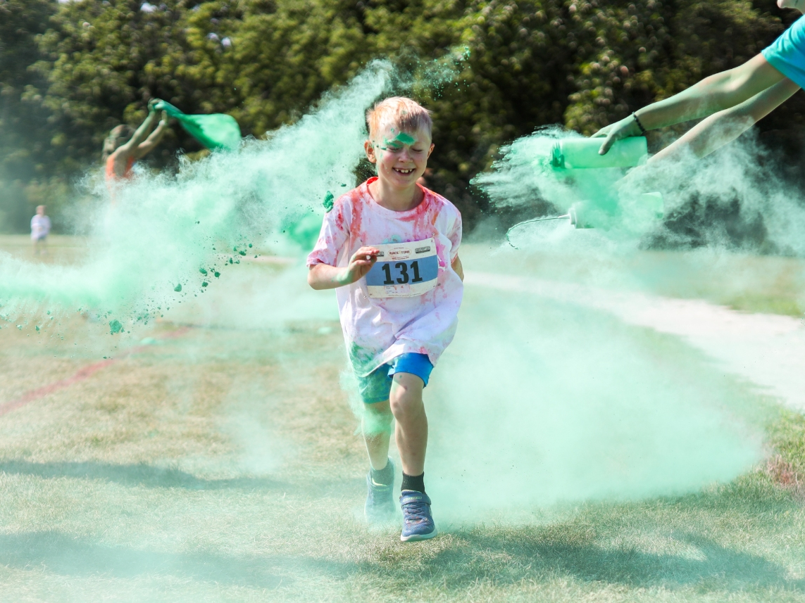 Kids can get messy on purpose during the Glen Ellyn Park District's 2026 Color Run Fun Bash. 