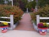 Two eagle motif planters at Oakdale Square, part of Civic Pride's collection of painted pots.