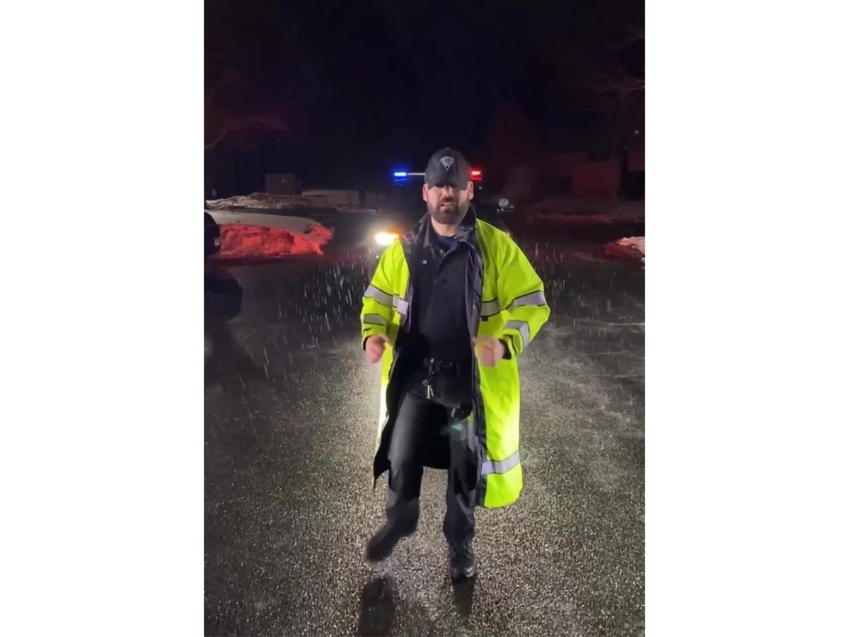 A Southington police officer gives his best impression of Celine Dion.