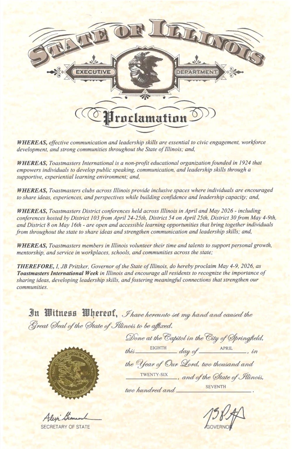 Deerbrook Park Toastmasters - Celebration Meeting for Toastmasters Week in Illinois