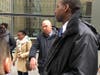 Three 28 Liberty Avenue security guards interupted Vassell’s press conference and escorted him off the plaza.