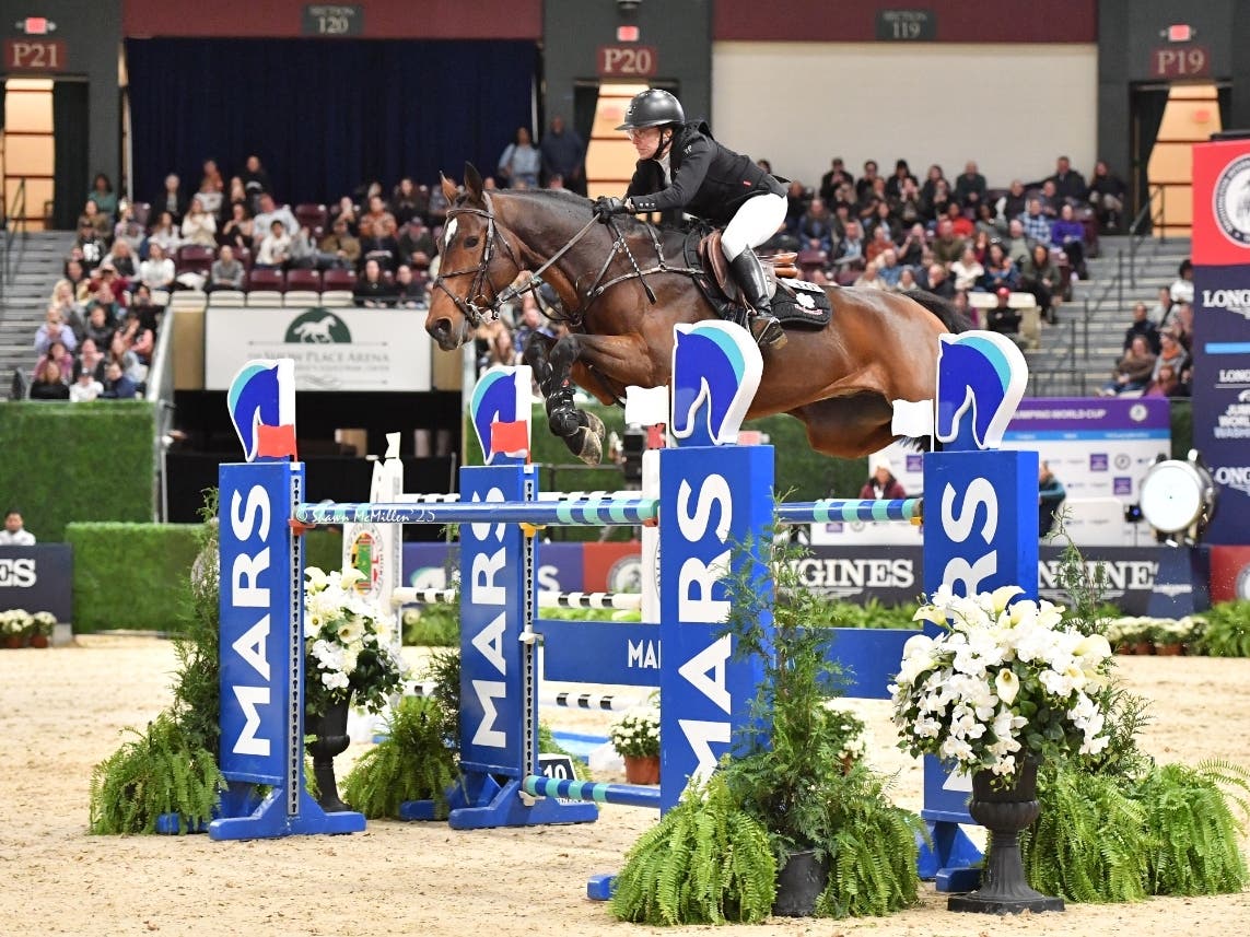 Laura Kraut and Tres Bien Z won the Longines FEI Jumping World Cup™ Washington during the Washington International Horse Show in October 2025.