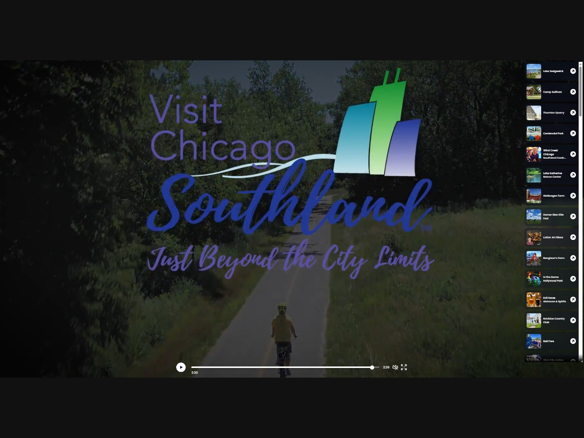 Eighty-four different partner attractions, hotels and restaurants are featured in the 2 minute 37 second video. Watch the new Visit Chicago Southland destination interactive video HERE!