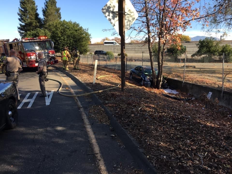 The stolen car was found following a crash on the Gregory Lane offramp in Pleasant Hill.