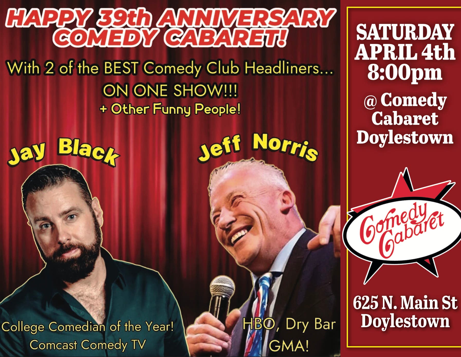 39th ANNIVERSARY FOR COMEDY CABARET!! wow! 