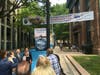 The Ganim Family admires a banner presented to them in memory of Mayor Ganim's sister Mary Ganim Kolesnik.  