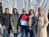 Easton State Senator Tony Hwang with local State Representatives Cristin McCarthy Vahey, Jennifer Leeper and Laura Devlin recognize Patrick Clyne. 
