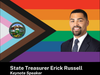 State Treasurer Erick Russell is the keynote speaker at the Bridgeport Pride Flag Raising Ceremony.