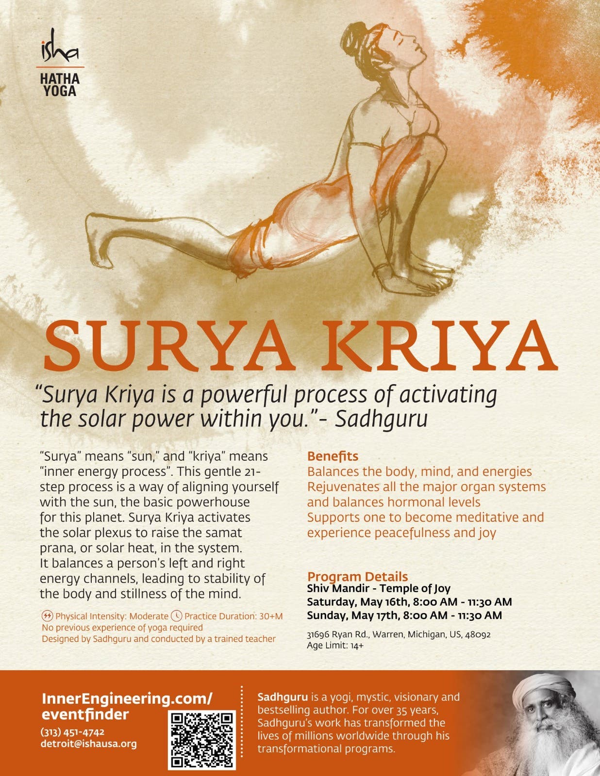 Early Bird Ending Soon! Surya Kriya in Metro Detroit, MI 