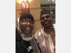 Bashir Muhammad Akinyele standing with Dr. Lenard Jeffries. He is an Afrikana Studies Professor and a co-founder of ASCAC (The Association for Study of Classical African Civilizations).  
