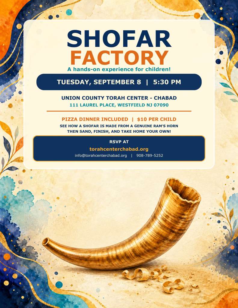 Union County Torah Center – Chabad to Host Interactive “Shofar Factory” Experience for Children
