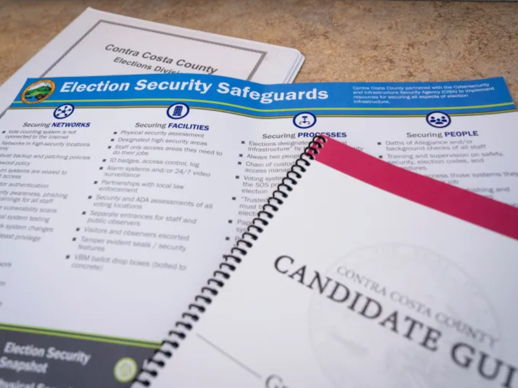 Educational materials during an election observer training at the Contra Costa County Elections Department on Friday, Sept. 30, 2022. 