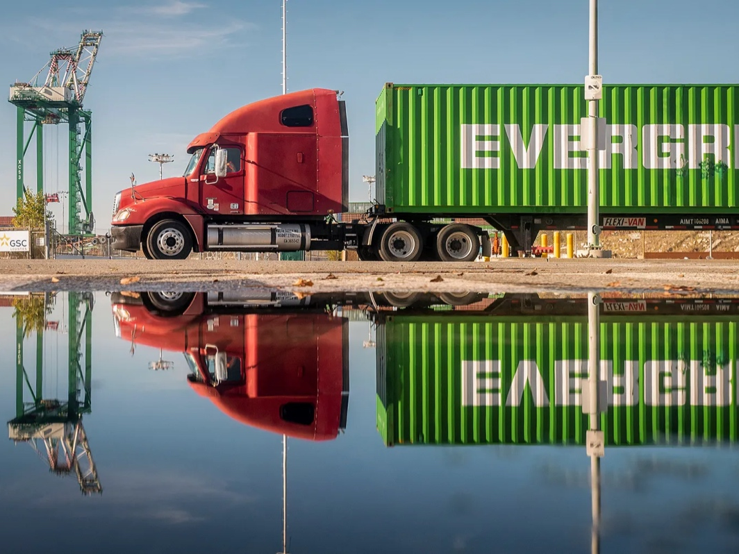 A truck arrives at a Port of Oakland shipping terminal in Oakland on Nov. 10, 2021. 