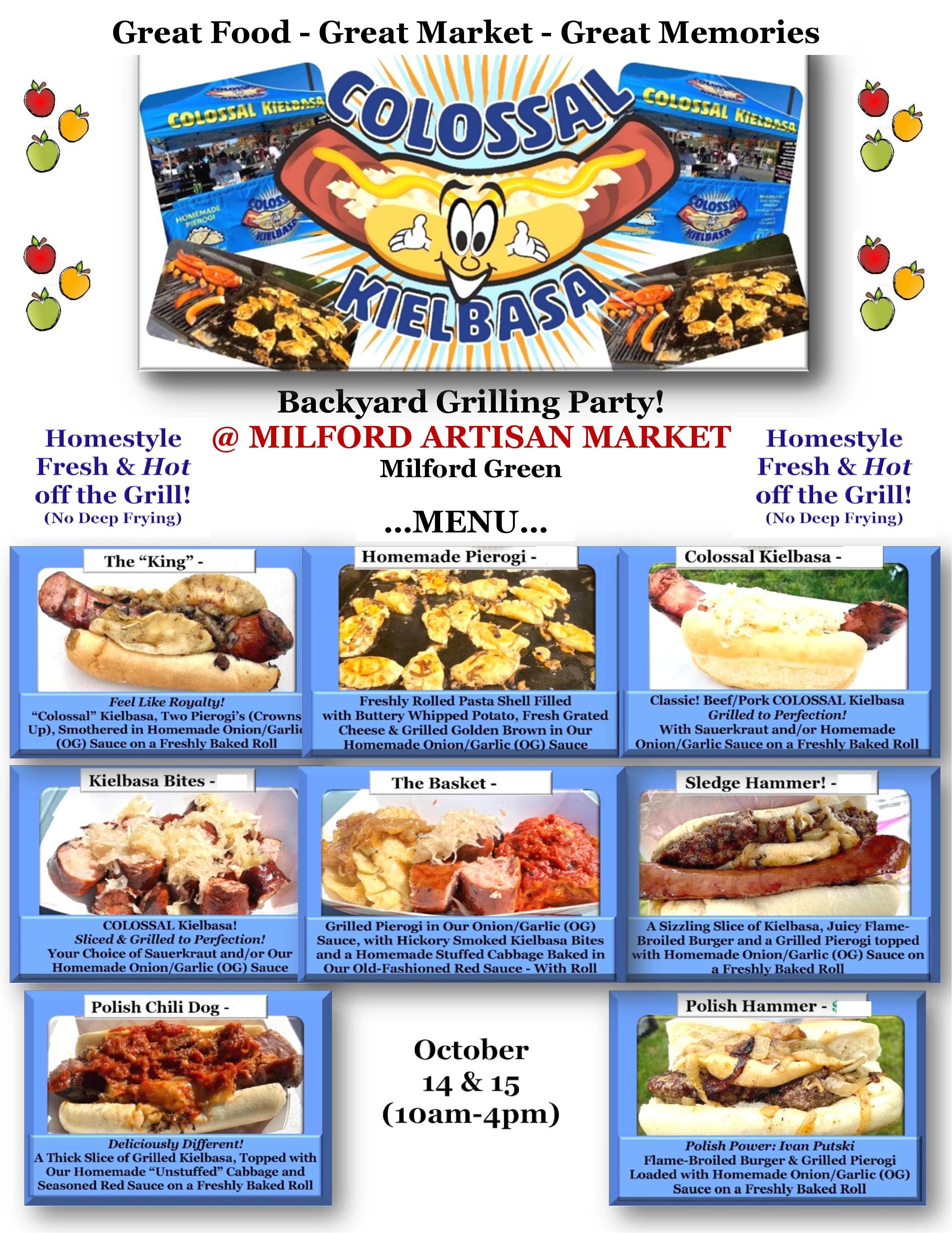 Oct 15 | Colossal Kielbasa @ Milford Artisan Market (10/14 & 10/15 ...