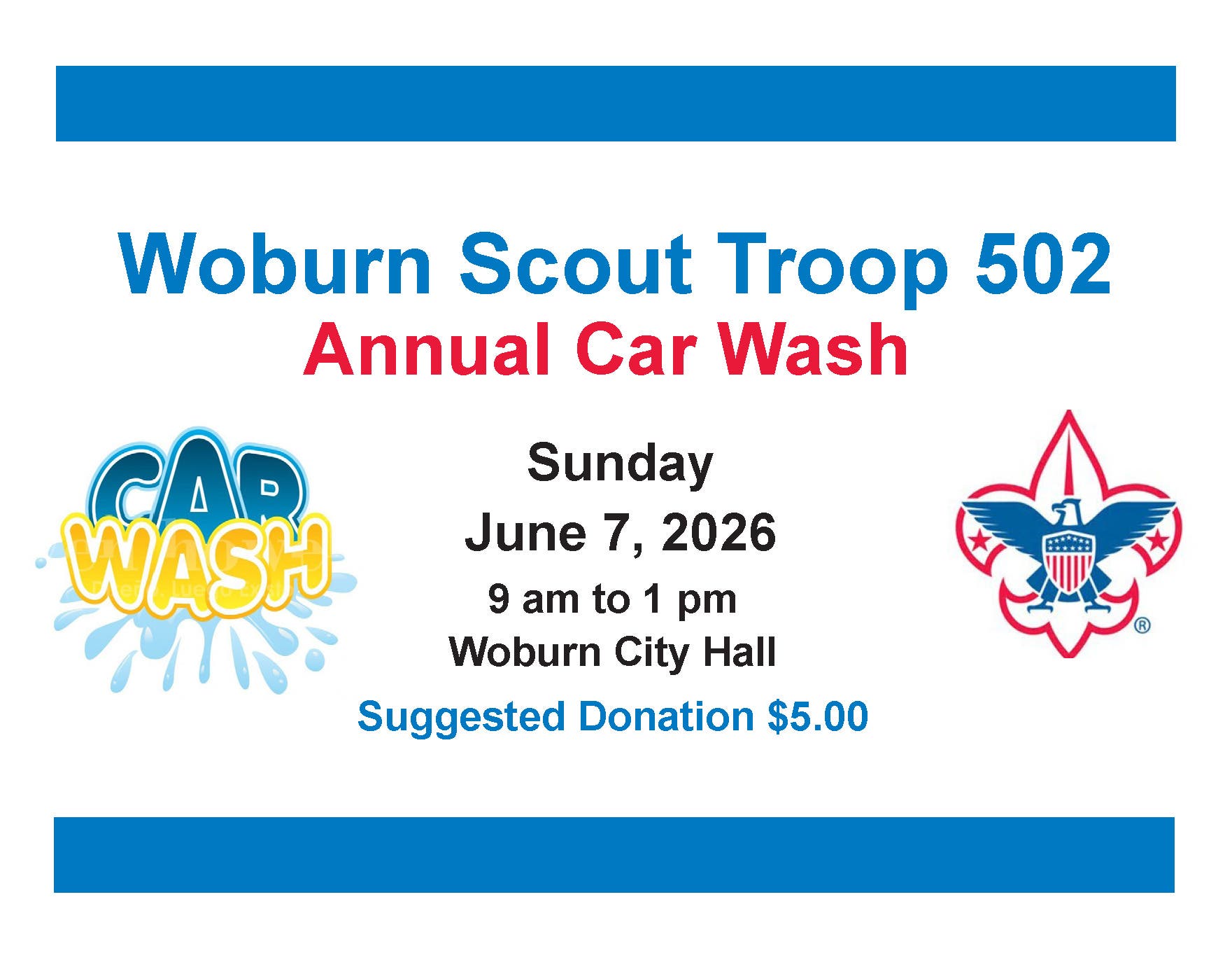 Woburn Scout Troop 502 Annual Car Wash