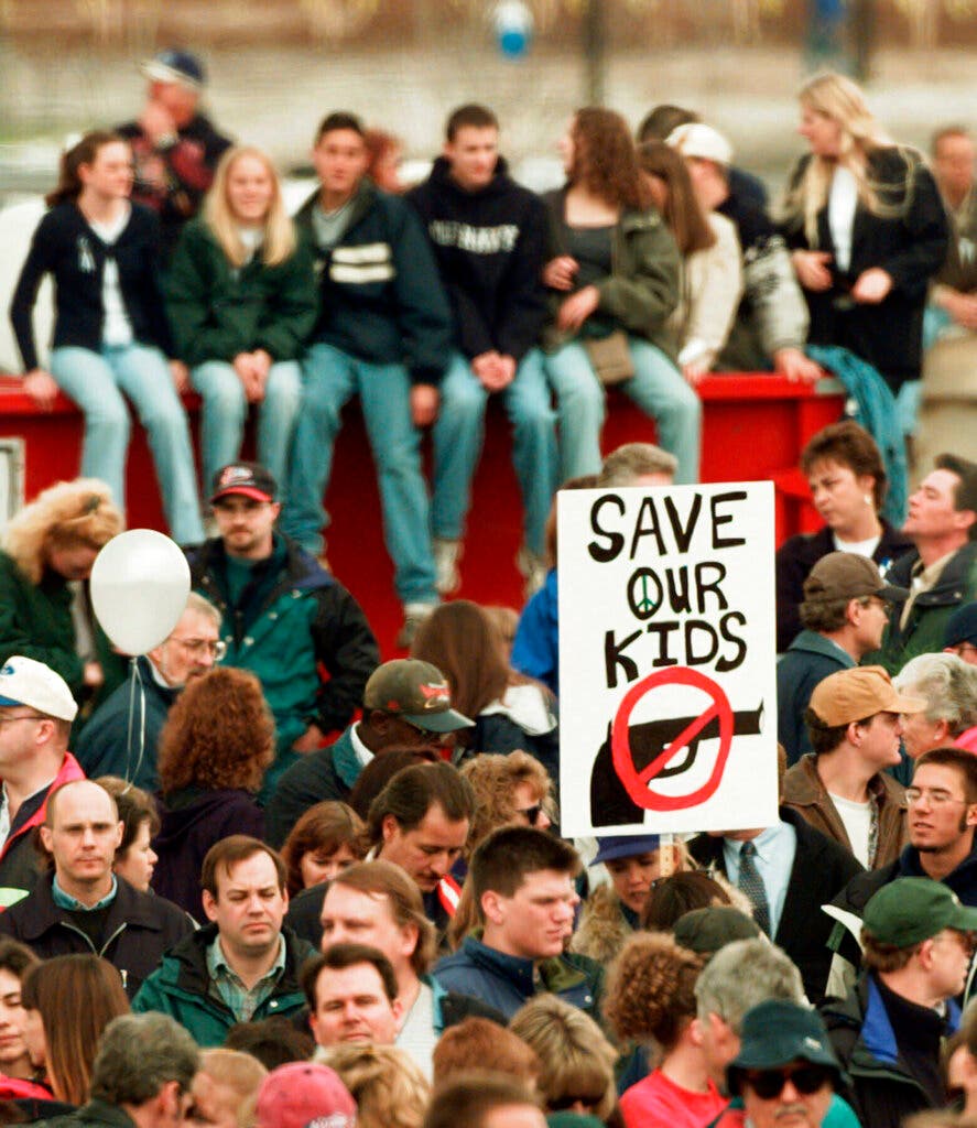 Rally in Littleton, Colorado, after Columbine High School shooting on April 20, 1999 Rally in Littleton, Colorado, after Columbine High School shooting on April 20, 1999