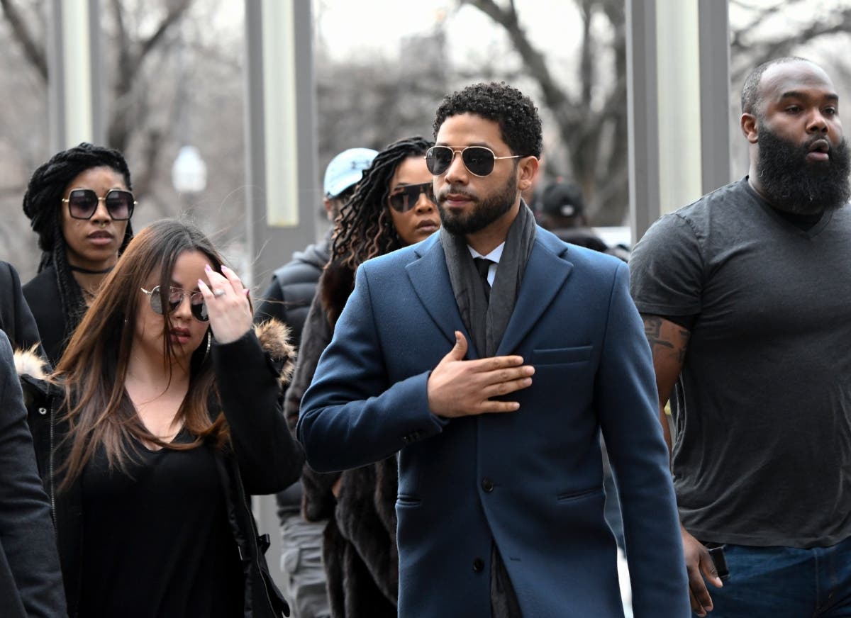 "Empire" actor Jussie Smollett arrives at a courthouse in Chicago for a March 14 hearing.