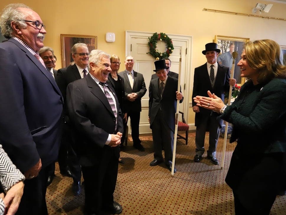 Ceremonial committees of the House and Senate trooped down the hall Thursday to inform Lt. Gov. Karyn Polito that the Legislature had opened its new annual session. 