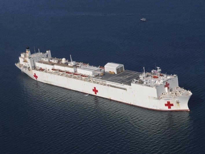 The Military Sealift Command hospital ship USNS Comfort is heading to New York City.