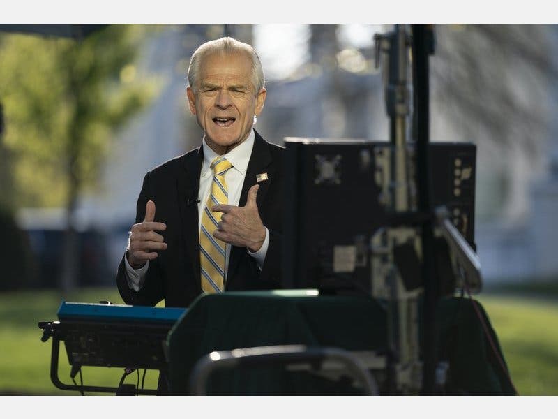 White House trade adviser Peter Navarro speaks during an interview at the White House on Monday in Washington. (AP Photo/Evan Vucci)